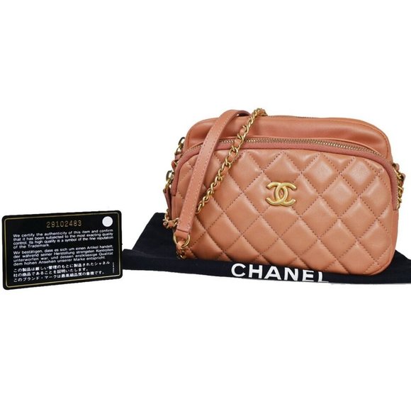 CHANEL CC Matelasse Mini Chain Shoulder Bag Leather Pink GHW Italy - Picture 1 of 16